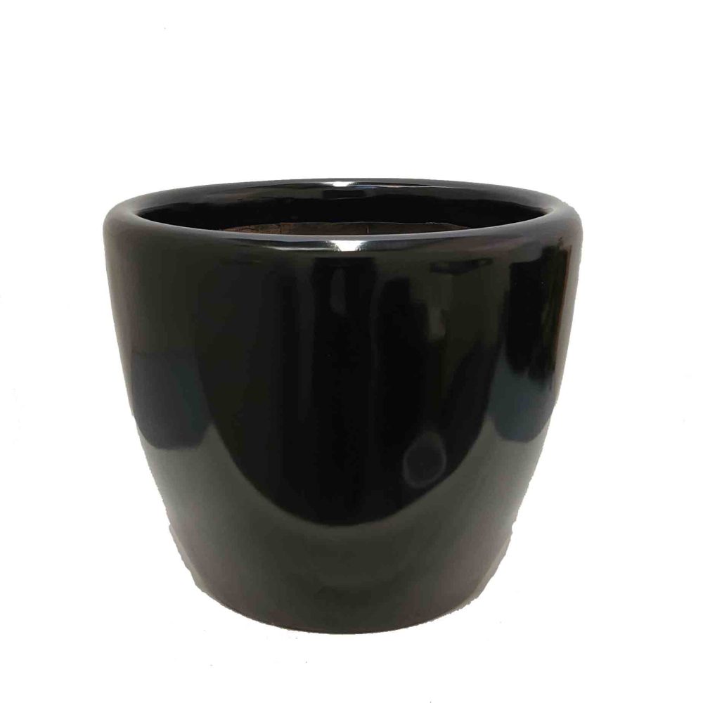 Fibreglass Pot Venetian Round 36cm Gloss Black