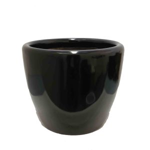 Fibreglass Pot Venetian Round 36cm Gloss Black