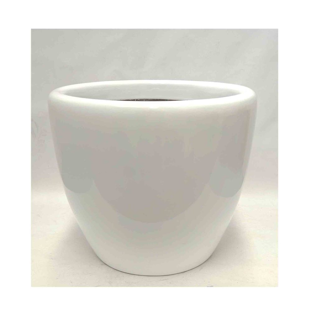 Fibreglass Pot Venetian Round 36cm Gloss White