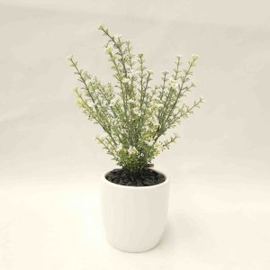 Baby’s Breath Bush with White Flowers 35cm Complete in Decorative Fiberglass Pot