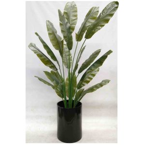 Travellers Palm Real Touch Leaves 210cm with Black Fiberglass Pot